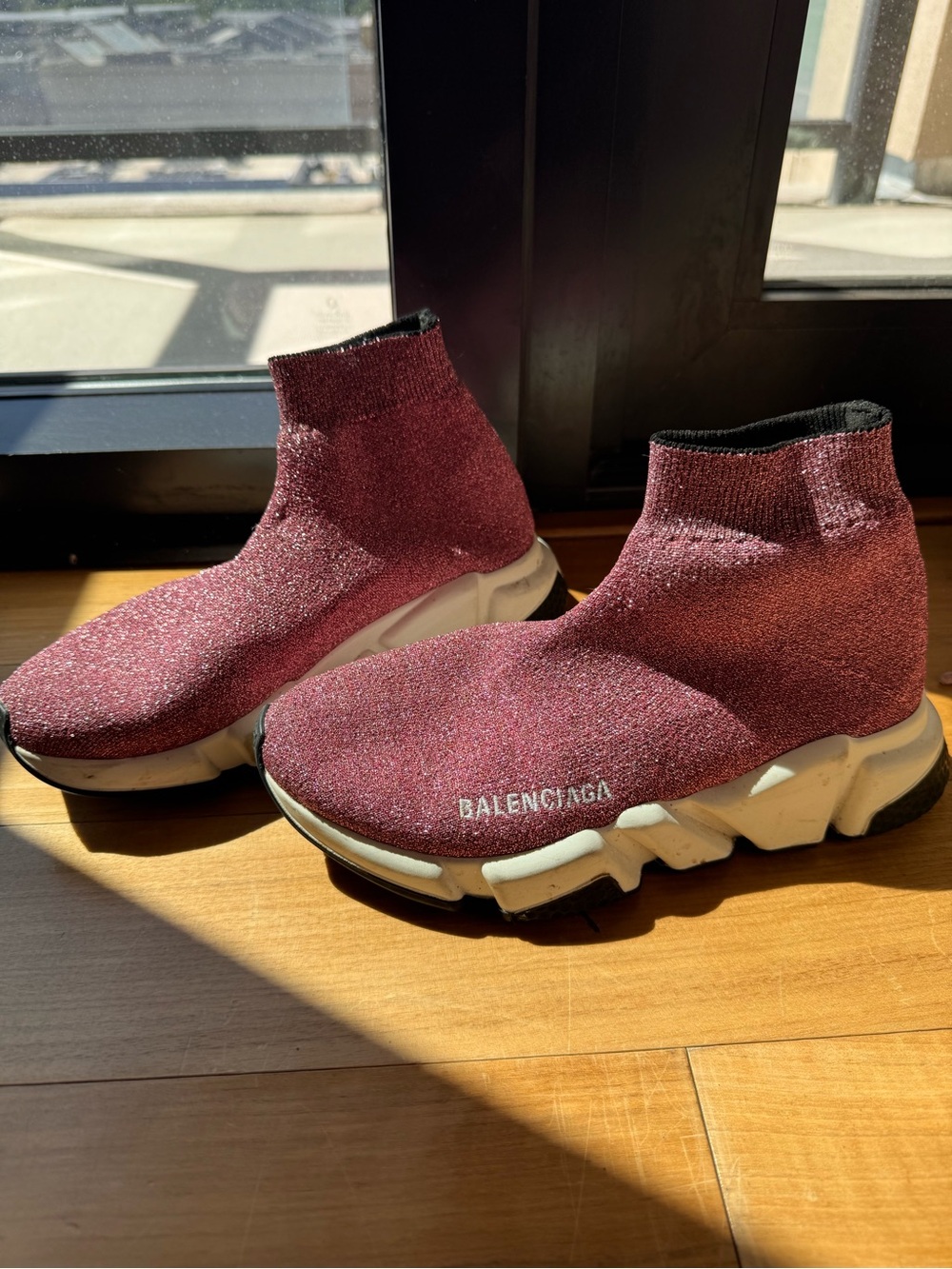 Balenciaga Women's Sparkling pink Sock Sneakers